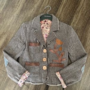 Plaid, Brown, Tan, Pink, Fashion Blazer